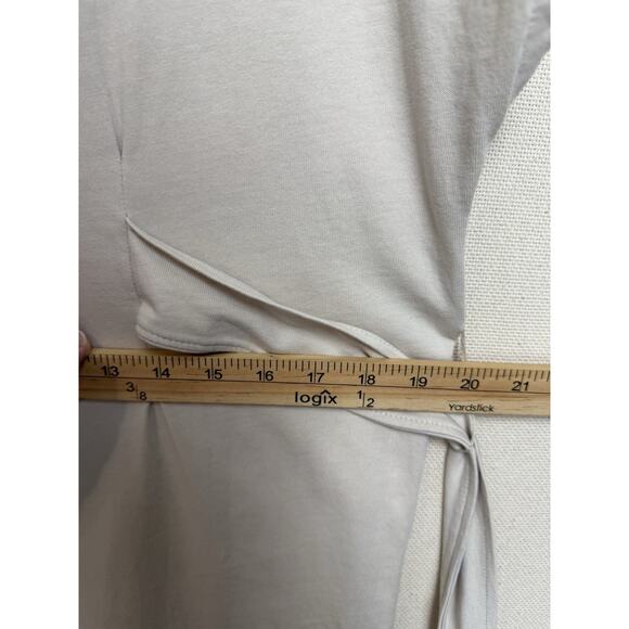 Zara Midi Cotton Bone Ivory Color Tie Waist Dress Sz M Short Sleeve Classic - Picture 9 of 13